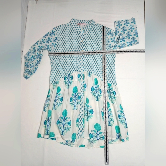 Anthropolgie Ro's Garden Cotton Adjustable Long Sleeve Button Down Mini Dress. M - Picture 5 of 9